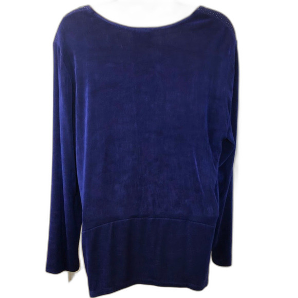 Vintage Nina Piccalino Women's Blue Sparkly Asymmetric Tunie Shirt LS Large - Picture 3 of 10